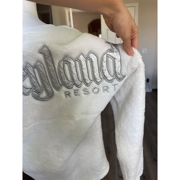 Disneyland Resort Spirit Jersey Womens Size S Sherpa Sweatshirt Fleece Spell Out - Picture 5 of 6